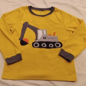 Carter's Size 7 Yellow Long Sleeve Fleece Sweatshirt Excavator Design